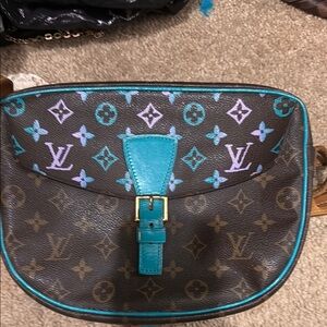 Louis Vuitton Brown and Blue Crossbody Bag with Monogram Canvas